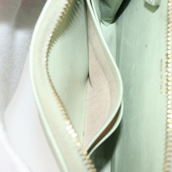 PRADA Coin Purse Saffiano leather Mint Green Gold Auth 187154