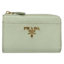 PRADA Coin Purse Saffiano leather Mint Green Gold Auth 187154-13