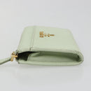 PRADA Coin Purse Saffiano leather Mint Green Gold Auth 187154-4