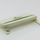 PRADA Coin Purse Saffiano leather Mint Green Gold Auth 187154-5