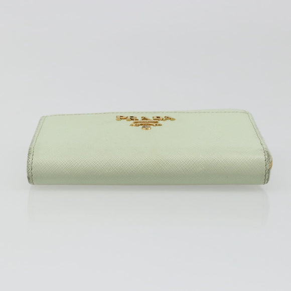 PRADA Coin Purse Saffiano leather Mint Green Gold Auth 187154