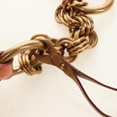 PRADA Chain Shoulder Bag Embossed leather Beige Gold Auth 187155SAV-12