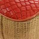 PRADA Chain Shoulder Bag Embossed leather Beige Gold Auth 187155SAV-17