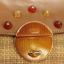 PRADA Chain Shoulder Bag Embossed leather Beige Gold Auth 187155SAV-19