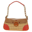 PRADA Chain Shoulder Bag Embossed leather Beige Gold Auth 187155SAV-2
