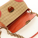 PRADA Chain Shoulder Bag Embossed leather Beige Gold Auth 187155SAV-20