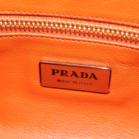 PRADA Chain Shoulder Bag Embossed leather Beige Gold Auth 187155SAV