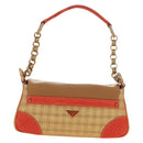 PRADA Chain Shoulder Bag Embossed leather Beige Gold Auth 187155SAV-3