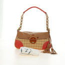 PRADA Chain Shoulder Bag Embossed leather Beige Gold Auth 187155SAV-30