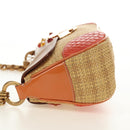 PRADA Chain Shoulder Bag Embossed leather Beige Gold Auth 187155SAV-4