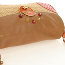 PRADA Chain Shoulder Bag Embossed leather Beige Gold Auth 187155SAV-6