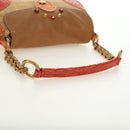PRADA Chain Shoulder Bag Embossed leather Beige Gold Auth 187155SAV-7