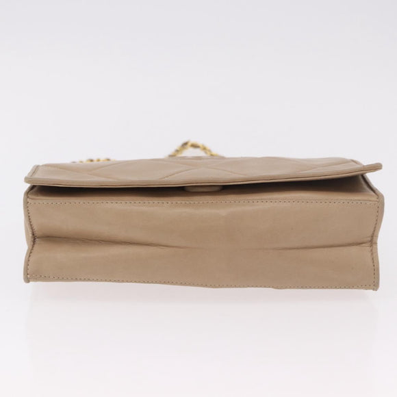 CHANEL Matelasse Chain Shoulder Bag Lamb Skin Beige Gold CC Auth 187157A