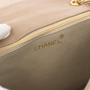 CHANEL Matelasse Chain Shoulder Bag Lamb Skin Beige Gold CC Auth 187157A-18