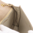 CHANEL Matelasse Chain Shoulder Bag Lamb Skin Beige Gold CC Auth 187157A-20