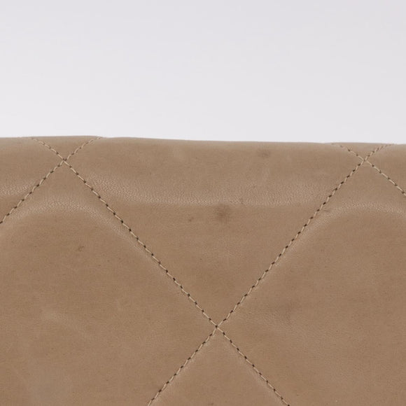 CHANEL Matelasse Chain Shoulder Bag Lamb Skin Beige Gold CC Auth 187157A