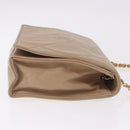 CHANEL Matelasse Chain Shoulder Bag Lamb Skin Beige Gold CC Auth 187157A-5