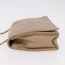 CHANEL Matelasse Chain Shoulder Bag Lamb Skin Beige Gold CC Auth 187157A-6