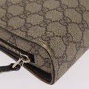 GUCCI GG Supreme Clutch Bag PVC Leather Beige Silver 201755 Auth 187159-10