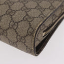 GUCCI GG Supreme Clutch Bag PVC Leather Beige Silver 201755 Auth 187159-11