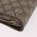 GUCCI GG Supreme Clutch Bag PVC Leather Beige Silver 201755 Auth 187159-12