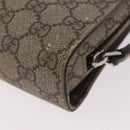GUCCI GG Supreme Clutch Bag PVC Leather Beige Silver 201755 Auth 187159-13