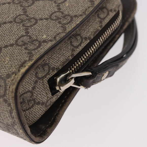 GUCCI GG Supreme Clutch Bag PVC Leather Beige Silver 201755 Auth 187159