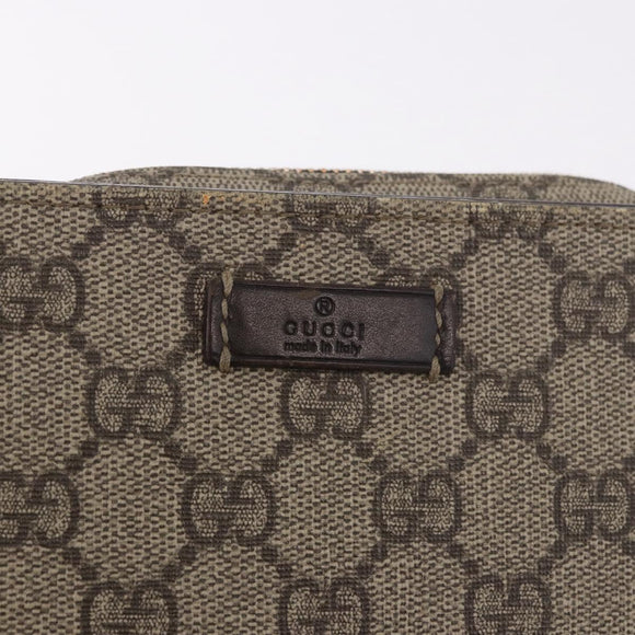 GUCCI GG Supreme Clutch Bag PVC Leather Beige Silver 201755 Auth 187159