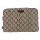 GUCCI GG Supreme Clutch Bag PVC Leather Beige Silver 201755 Auth 187159-2