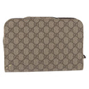 GUCCI GG Supreme Clutch Bag PVC Leather Beige Silver 201755 Auth 187159-3