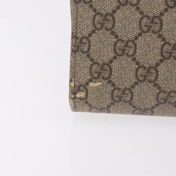 GUCCI GG Supreme Clutch Bag PVC Leather Beige Silver 201755 Auth 187159