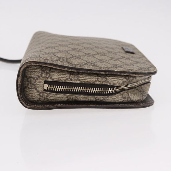 GUCCI GG Supreme Clutch Bag PVC Leather Beige Silver 201755 Auth 187159