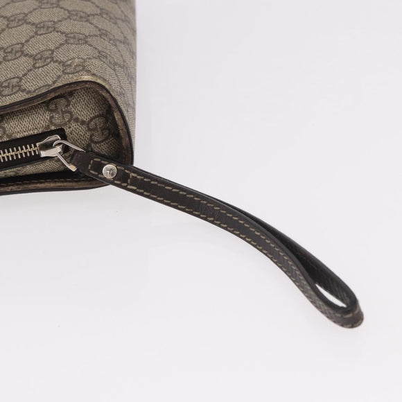 GUCCI GG Supreme Clutch Bag PVC Leather Beige Silver 201755 Auth 187159