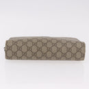 GUCCI GG Supreme Clutch Bag PVC Leather Beige Silver 201755 Auth 187159-9
