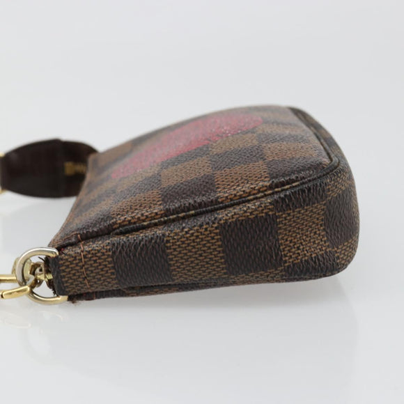 LOUIS VUITTON Damier Ebene T&B Mini Pochette Accessoires N58011 LV Auth 187163A