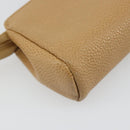 CHANEL Pouch Caviar Skin Beige Gold CC Auth 187168-11