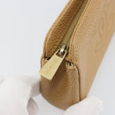 CHANEL Pouch Caviar Skin Beige Gold CC Auth 187168-12