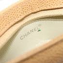CHANEL Pouch Caviar Skin Beige Gold CC Auth 187168-13