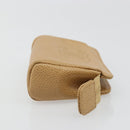 CHANEL Pouch Caviar Skin Beige Gold CC Auth 187168-4
