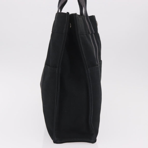 HERMES Fourre Tout MM Tote Bag Cotton Black Silver Auth 187169