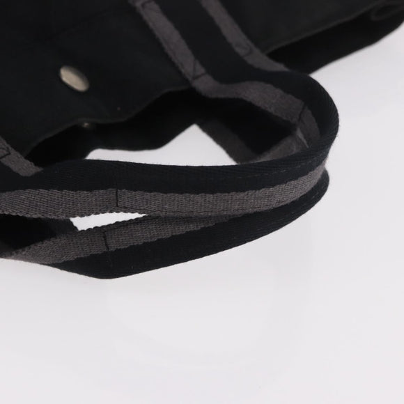 HERMES Fourre Tout MM Tote Bag Cotton Black Silver Auth 187169