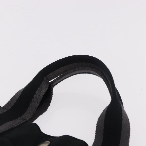 HERMES Fourre Tout MM Tote Bag Cotton Black Silver Auth 187169