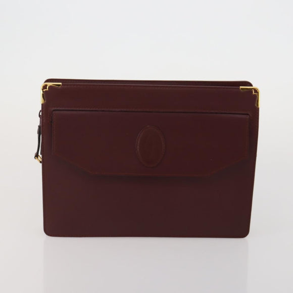 CARTIER Celine Macadam Canvas Bag Leather 3 Set Brown Bordeaux Auth 187170