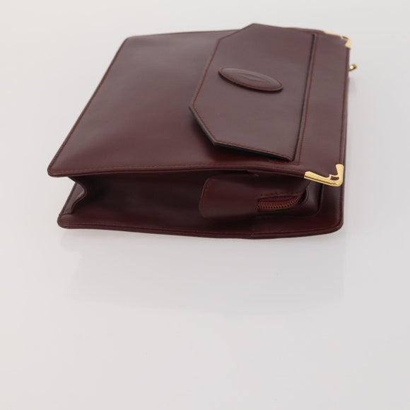 CARTIER Celine Macadam Canvas Bag Leather 3 Set Brown Bordeaux Auth 187170