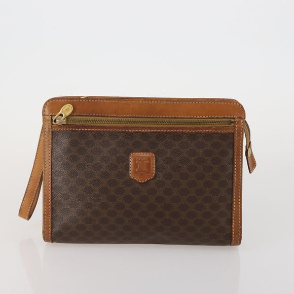 CARTIER Celine Macadam Canvas Bag Leather 3 Set Brown Bordeaux Auth 187170
