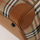 Burberrys Nova Check Boston Bag Canvas Beige Gold Auth 187178A-12