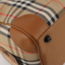 Burberrys Nova Check Boston Bag Canvas Beige Gold Auth 187178A-13