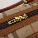 Burberrys Nova Check Boston Bag Canvas Beige Gold Auth 187178A-15