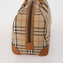 Burberrys Nova Check Boston Bag Canvas Beige Gold Auth 187178A-4