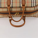 Burberrys Nova Check Boston Bag Canvas Beige Gold Auth 187178A-7